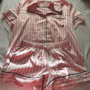 Victoria's Secret Pink and White Striped Pajama Set
